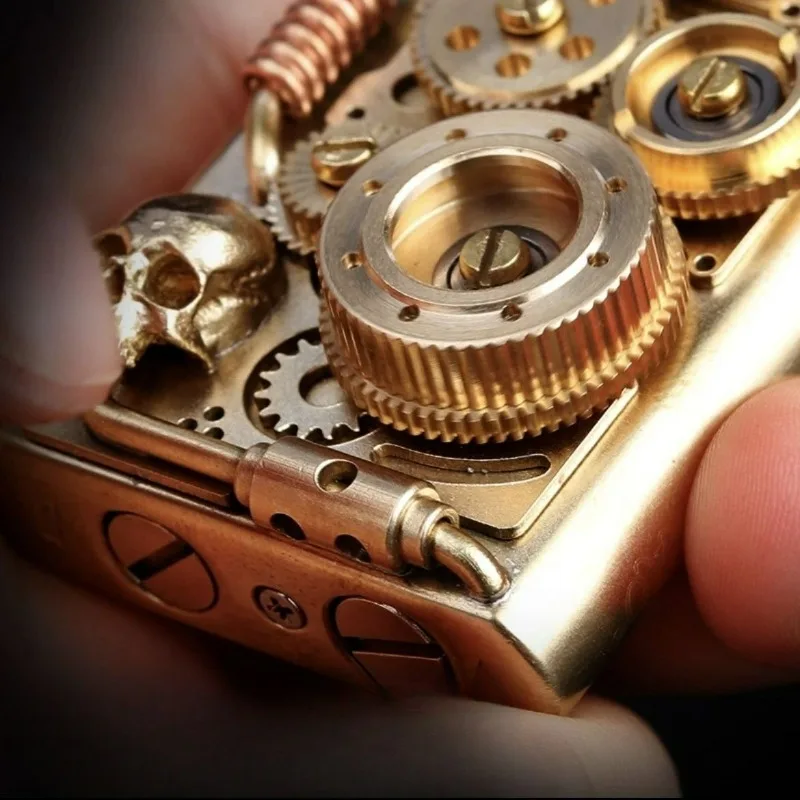 Zorro Steampunk briquet créatif engrenage liaison en laiton rétro manuel personnalisé Machine No.1 cadeau Collection pour hommes briquets fumer