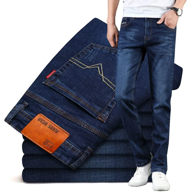 Men Jeans Summer Thin Straight Loose All-Match Stretch Casual High Quality Pants Men High Waist
