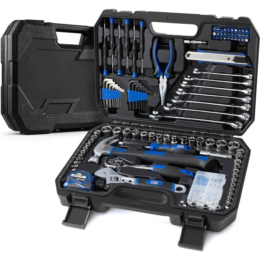 

General Home and Auto Repair Tool Kit with Toolbox, Storage Case for Mechanical Repair, DIY Mechanics Tools, Free Shipping