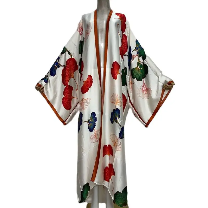 2022 Nieuwe Winyi Zomer Beach Wear Cover Up Lady Boho Vest Wit Afdrukken Elegant Zijdeachtige En Huidvriendelijke Sexy vakantie Kimono