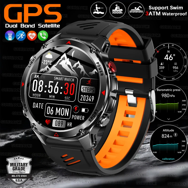 

Новинка 2024 года для Xiaomi GPS, спортивные умные часы, встроенные двухдиапазонные GNSS, 3 атм, водонепроницаемые, компас, альтиметр, фитнес-трекер, умные часы