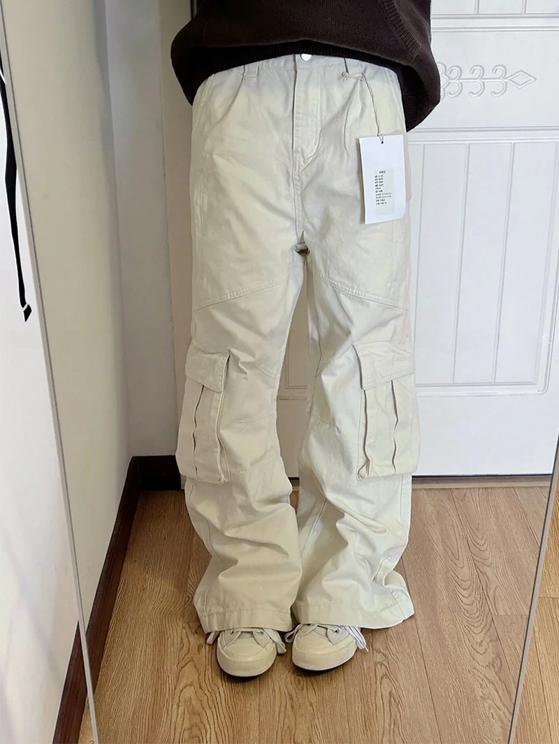 

Американские широкие брюки в стиле High Street для женщин, летние, в стиле BF, свободного кроя, простые, повседневные, в пол