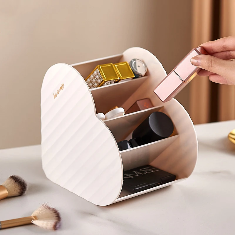 Pincéis de maquiagem em forma de coração, caixa de armazenamento de batons para mesa de vaidade, classificação de cosméticos, escola, escritório, ferramentas organizadoras de papelaria