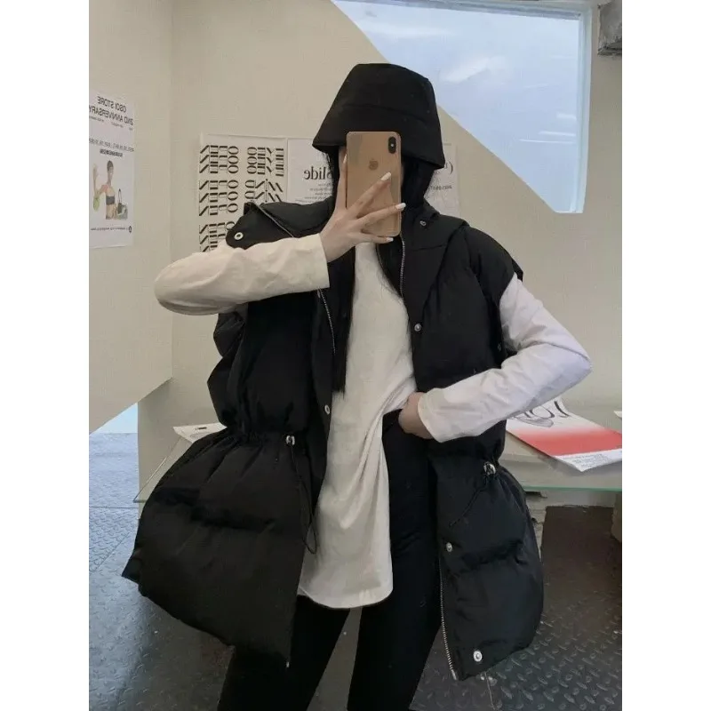 2025 Autumn and Winter New Loose Shoulder Thickened Jacket Wearing Down Cotton Vest Coat for Women