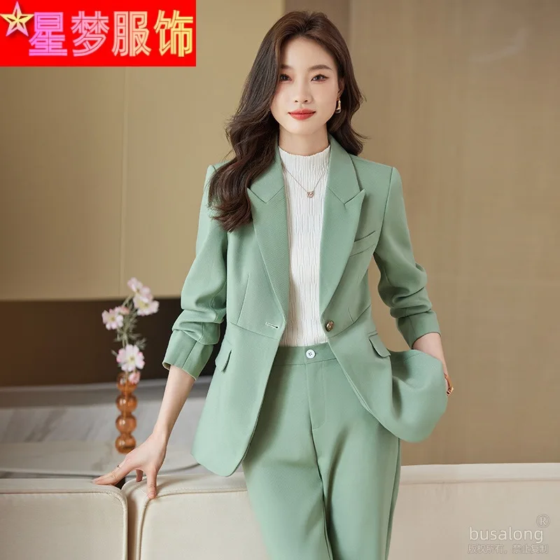 

High Sense Business Suit Women's Spring and Autumn 2023 New Fashion Temperament Office Wear Slim-Fitting Suit Two-Piece Set