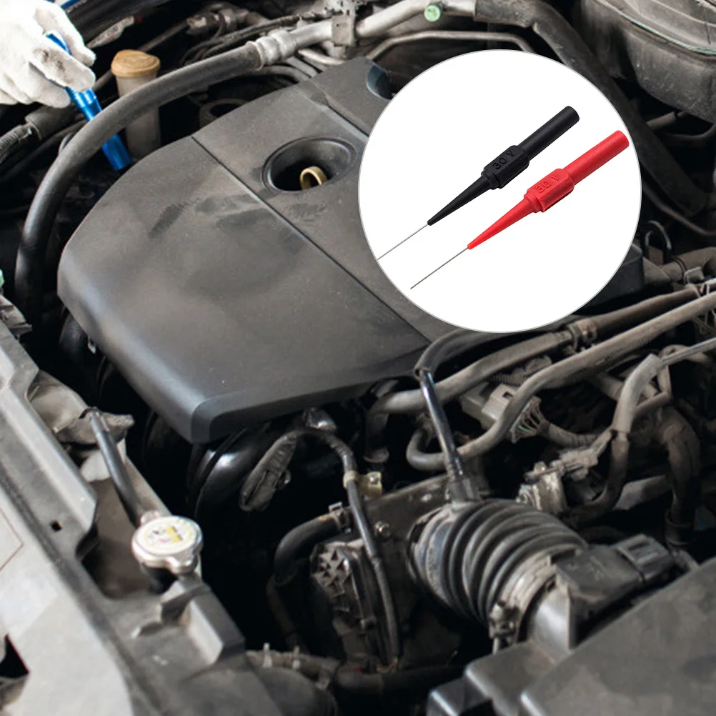 

2Pcs Car Tester Probe Pins Sharp Stainless Steel Wire Piercing Needle Back Probe Pins Multimeter Electrical Tester Automotive