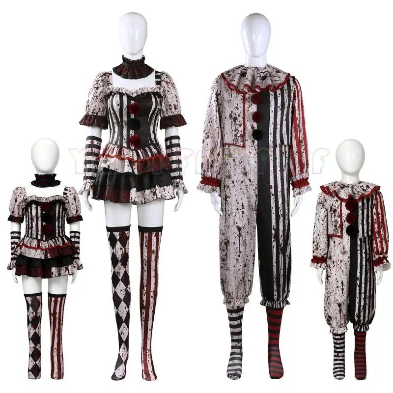 Spot Anime Dark Terror Clown Disguise with Blood Breaking Soul Party Dress Cosplay Neck Dress Sleeves Transparent Shoulder Strap view 2