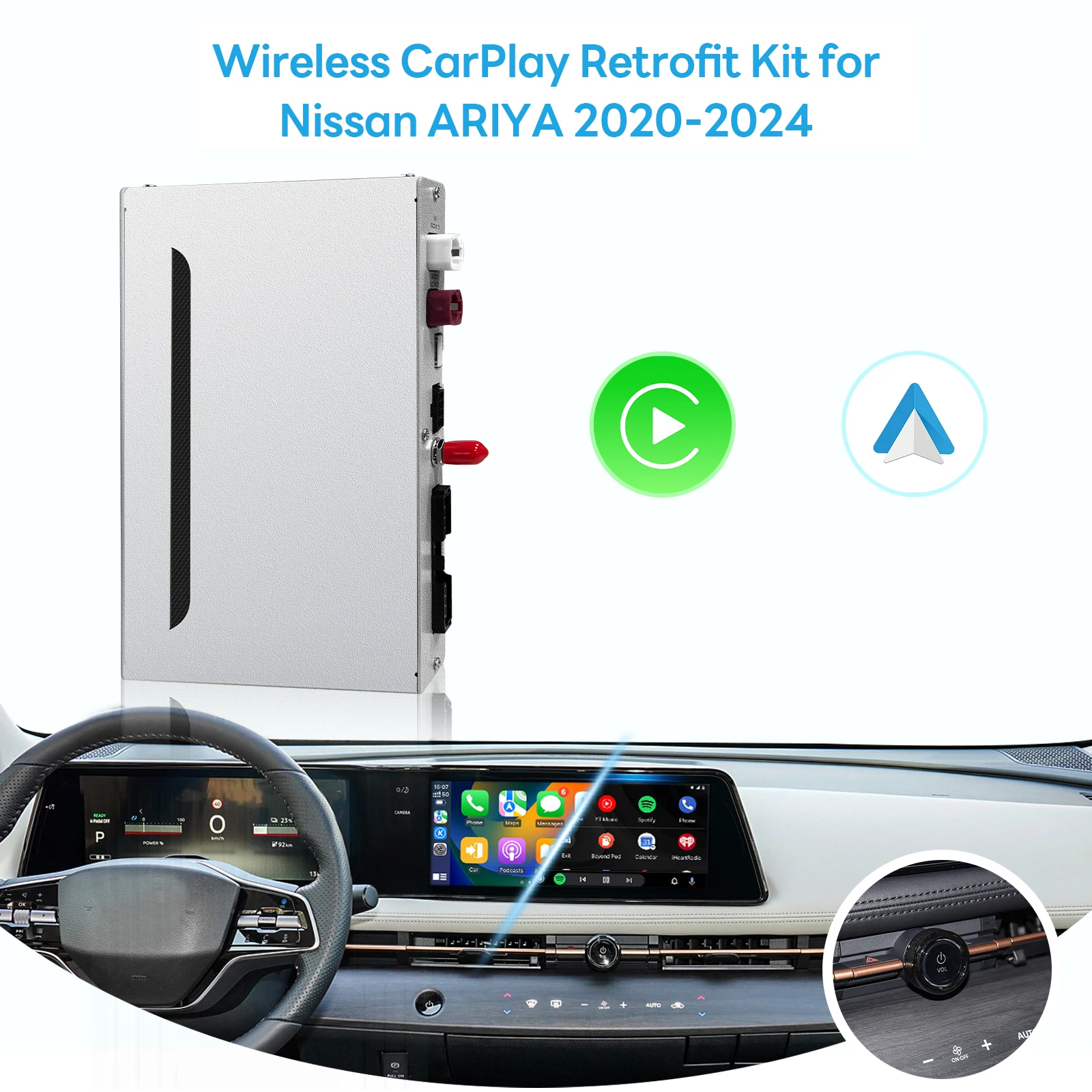 Wireless Apple CarPlay and Android Auto Retrofit Kits for Nissan Ariya 2021 2022 2023 2024 with 12.3 Inch Screen Plug and Play