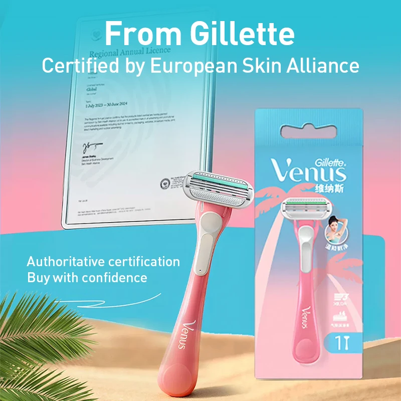 Gillette Venus Tropical Mini Pink Razor CloudSense Lubrication Strip 3 Floating Blades for Smooth Shaving (1pcs)