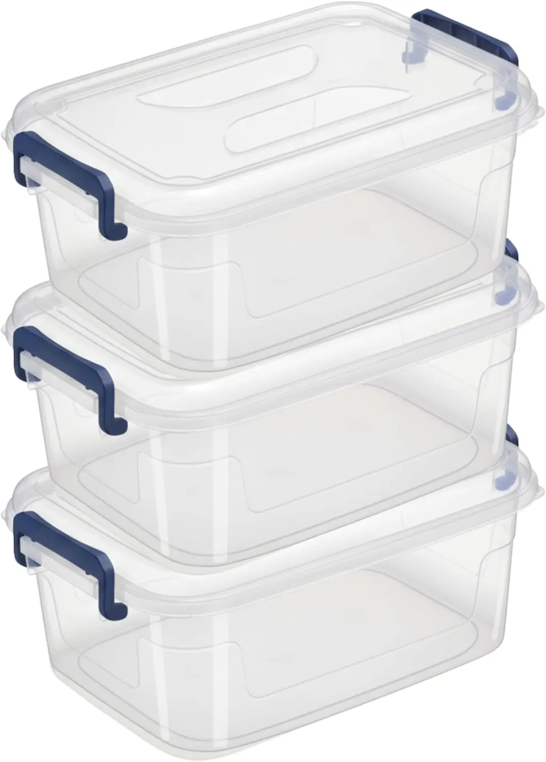 

Plastic Storage Bins with Lids, Clear Stackable Storage Containers - 5 Qt - 3 Pack