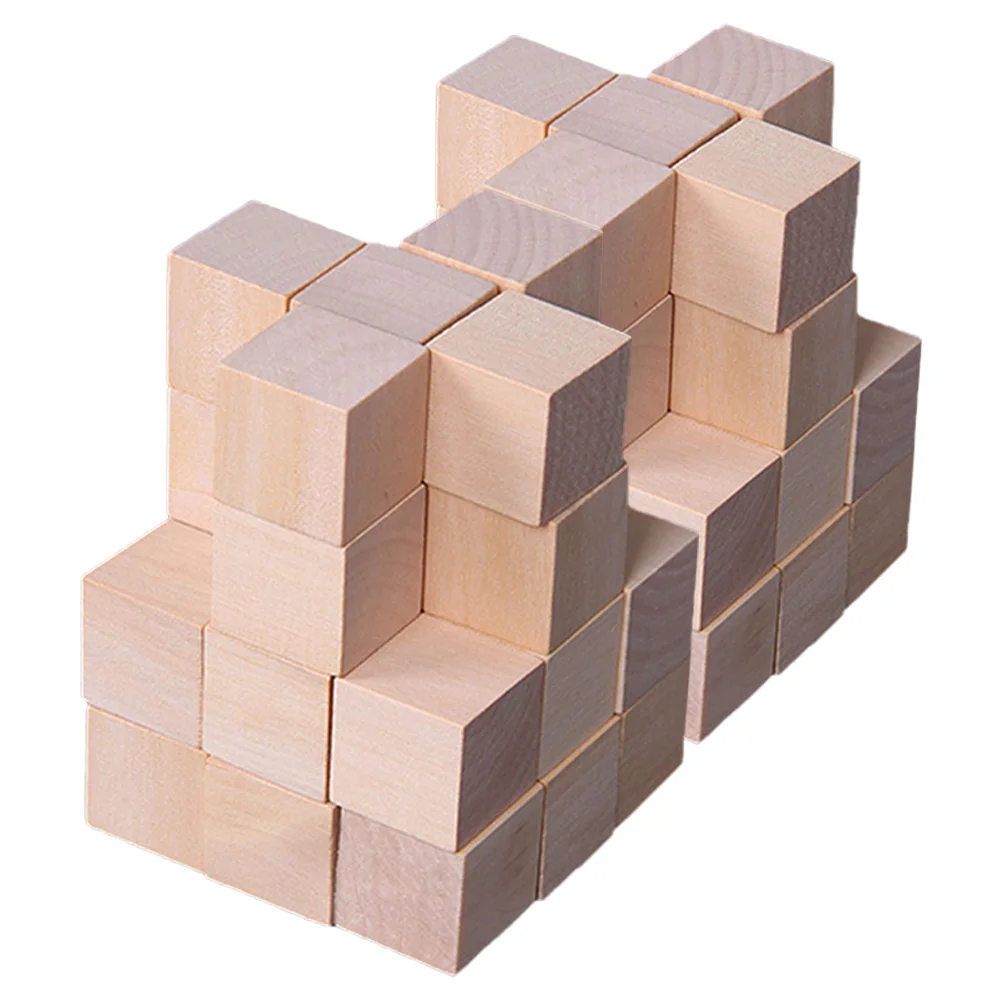 250Pcs Small Building Blocks Unfinished Wooden Blocks Cube Blocks Unpainted Building Blocks for Kids