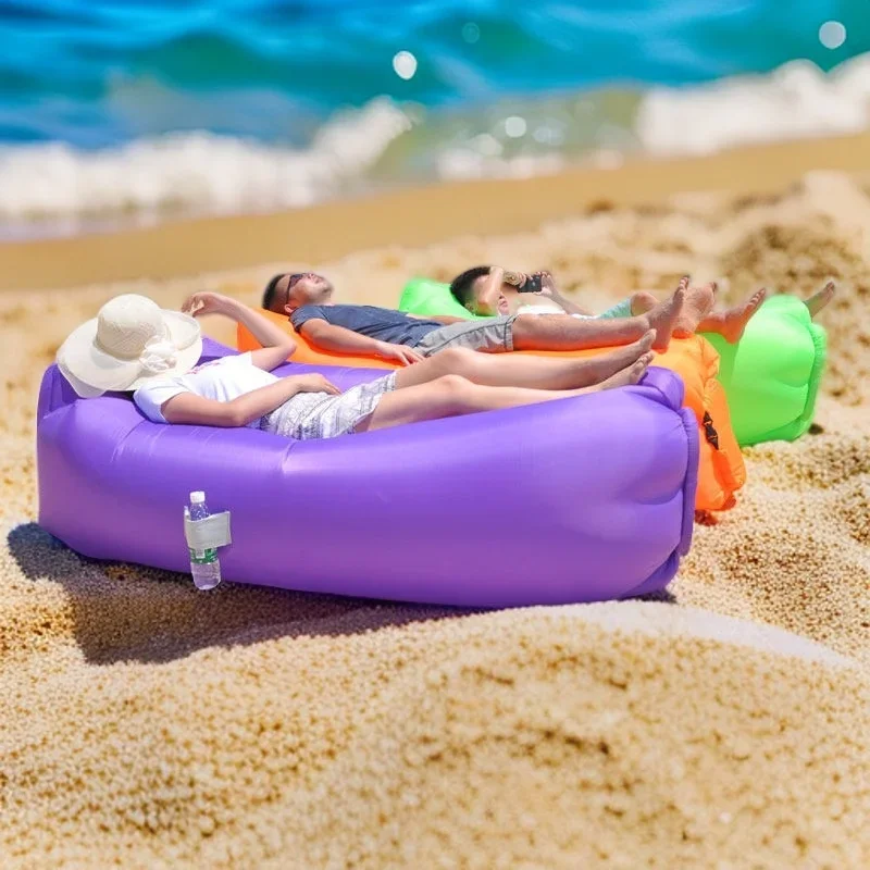 التخييم المحمولة أريكة قابلة للنفخ في الهواء الطلق المحمولة كسول أريكة قابلة للنفخ، المياه الشاطئ العشب بارك التخييم، سرير هوائي قابل للطي 2