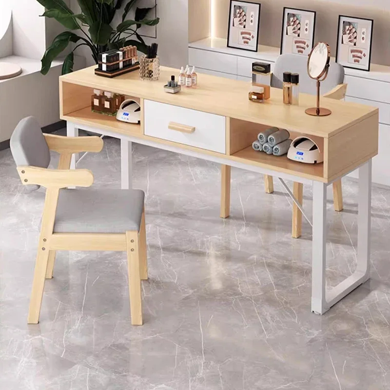 طاولة أظافر بتصميم فرنسي مع مساحة تخزين احترافية وبسيطة وحديثة لمكتب الأظافر طاولة ريفية للتجميل أثاث صالون De Manucure