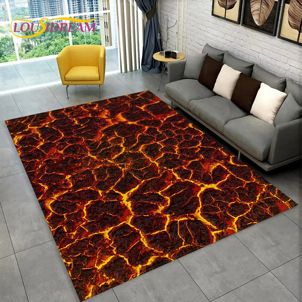 

3D Volcano Lava Magma Area Rug Large,Carpet Rug for Living Room Bedroom Sofa Doormat Decoration,Kid Play Non-slip Floor Mat Gift