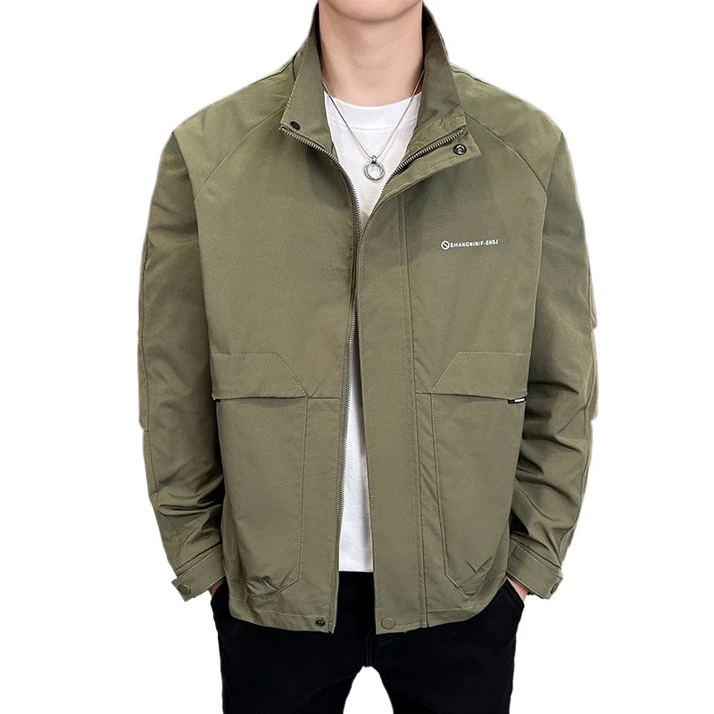 4XL New Men's Jacket Stand-up Collar Fashion Versatile Tooling Top Loose Casual Fashion Men's Jacket Fashion Coat Spring