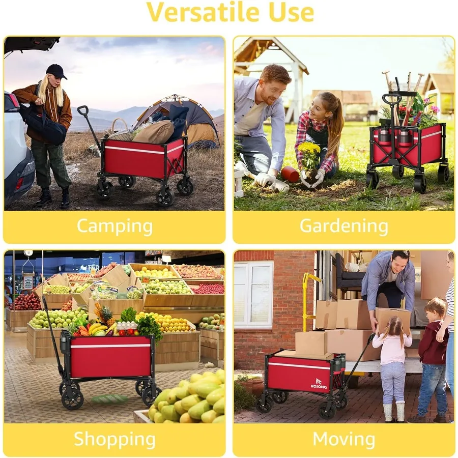 عربة عربة قابلة للطي بعجلات قابلة للطي وقابلة للطي وعربات شديدة التحمل للبقالة والرياضة والحديقة والتسوق والتخييم #3