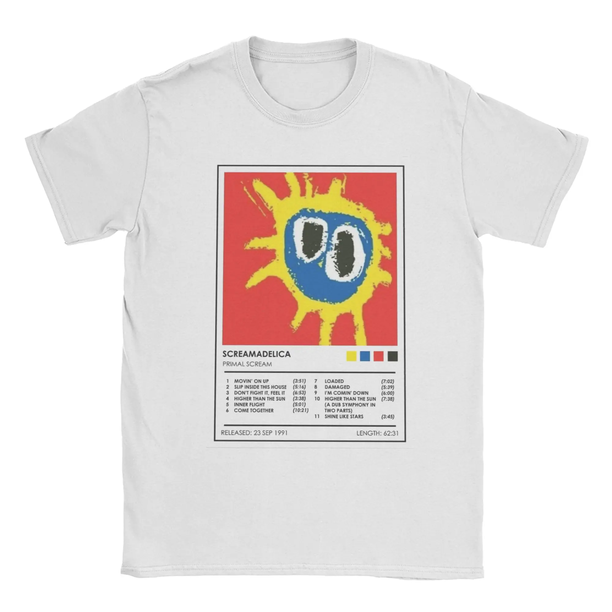 Primal Scream - Álbum Screamadelica para homens e mulheres, camisetas exclusivas, camisetas de manga curta com gola redonda, roupas de algodão plus si