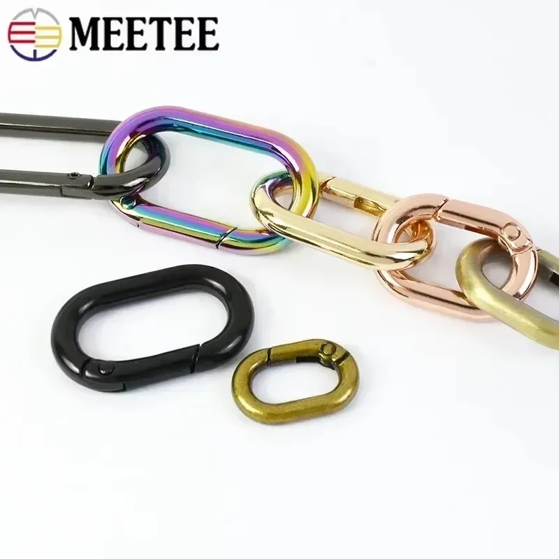 5/10Pcs Meetee 13-40mm Spring Metal Buckle Oval O Ring Clip for Bag Keychain Clasp Dog Collar Connector Hook DIY Accessories