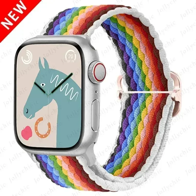 

Эластичный браслет для Apple Watch Series 10, 42 мм, 46 мм, ультра-ремешок 40 мм, 44 мм, 41 мм, 49 мм, 45 мм, плетеный ремешок Solo Loop iWatch 9 8 7 se