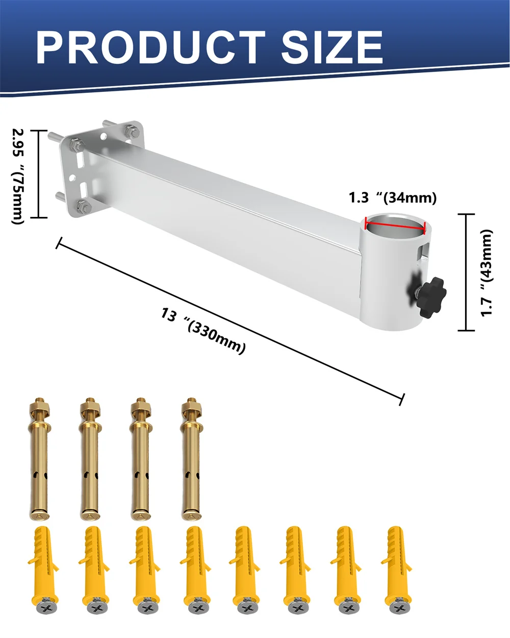 

For Starlink V2 Long Wall Mount,Starlink Internet Satellite Antenna Mounting Kit,Hole Locking Screw Starlink Ethernet Adapter