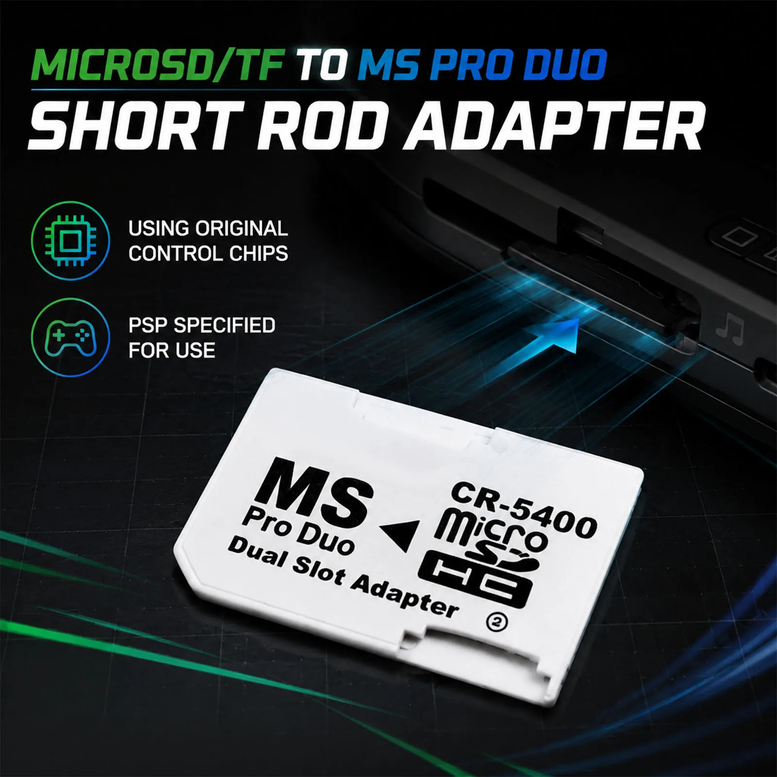 CR5400 PhotoFast For PSP Dual TF MicroSD Card to MS Pro Duo Memory Card Slot Short Rod Adapter CR5400 Dual TF Card to MS Ferrule