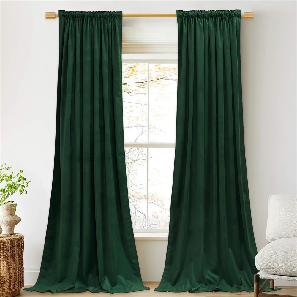 

RYB HOME European and American Style Grommet Velvet Blackout Room Darkening Curtains /Drapes for Living room Single Panel