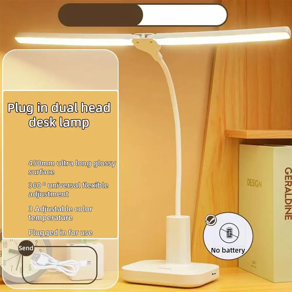 LED USB Plugged in Table Lamp, Bendable Desk Lamps, Proteção para os olhos, Aprendizagem, Leitura, Night Light, Multi Function Pen Holder, Novo