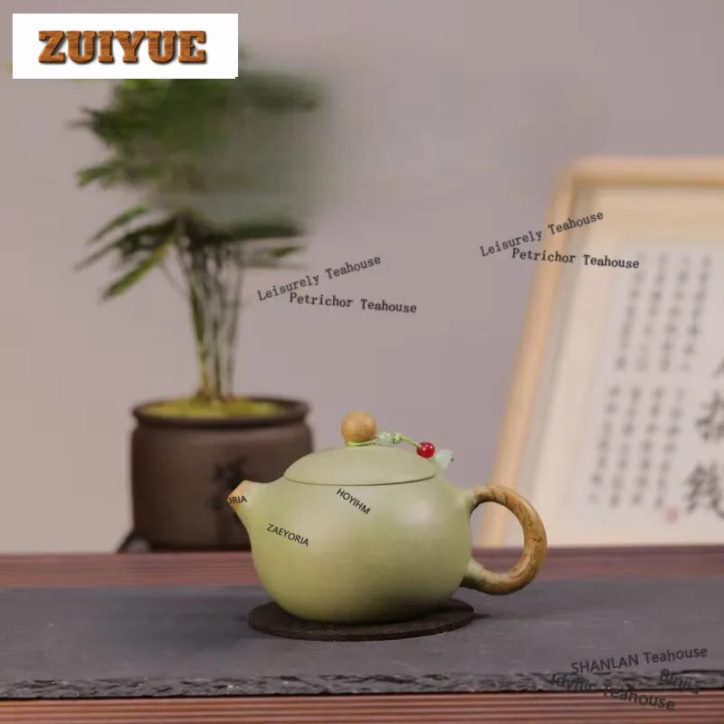 

200ml Traditional Yixing Purple Clay Teapots Handmade Xishi Pot Raw Ore Aged Bean Green Mud Kettle Chinese Zisha Tea Set Gifts