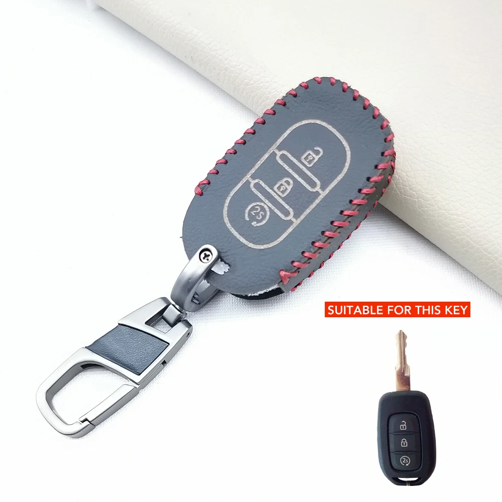 Hot Sale 100% Leather Car Key Case Cover For Renault Dacia Doker Duster Logan Laguna Scenic Master Megane Protective Shell