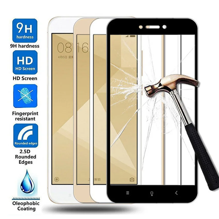 15D Protective Glass For Xiaomi Redmi 4X 5A 5 Plus 6 6A 7A Redmi Note 4 4X 5 5A Pro Tempered Glass Screen Protector Film Case