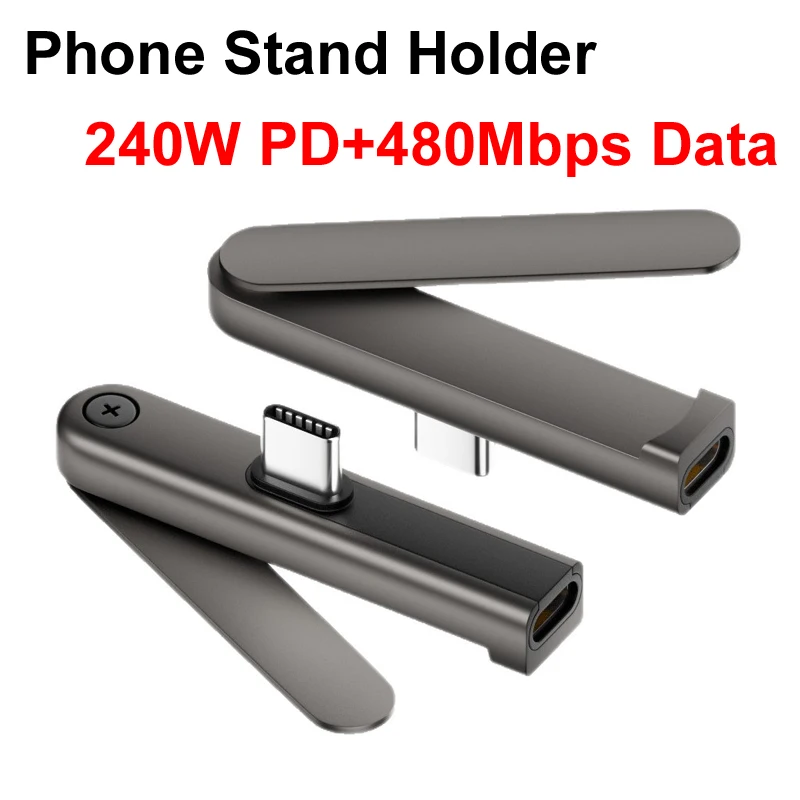 

240W PD Fast Charging Type-C +Phone Foldable Stand Holder For iPhone OTG USB 2.0 480Mbps Data Sync Phone Laptop iPhone 15 16 17