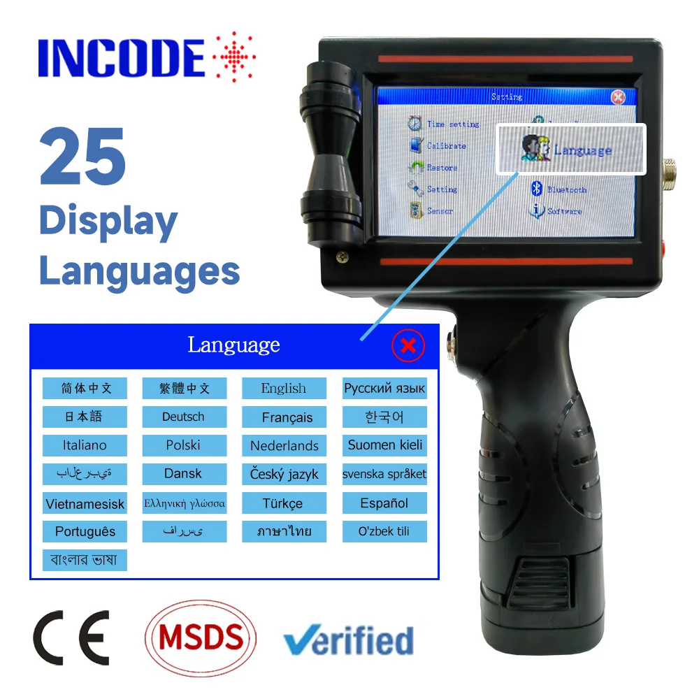 Incode เครื่องพิมพ์กล่องมือถือขนาดเล็ก tij 12.7มม., เครื่องพิมพ์หมึกเจ็ทเครื่องเข้ารหัสวันหมดอายุเครื่องพิมพ์อิงค์เจ็ท7.4V