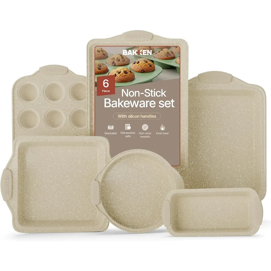 

6Piece Deluxe Nonstick Baking Pan Set for Professional Home Bakers and Pastry Enthusiasts Featuring Premium Carbon Steel Constr