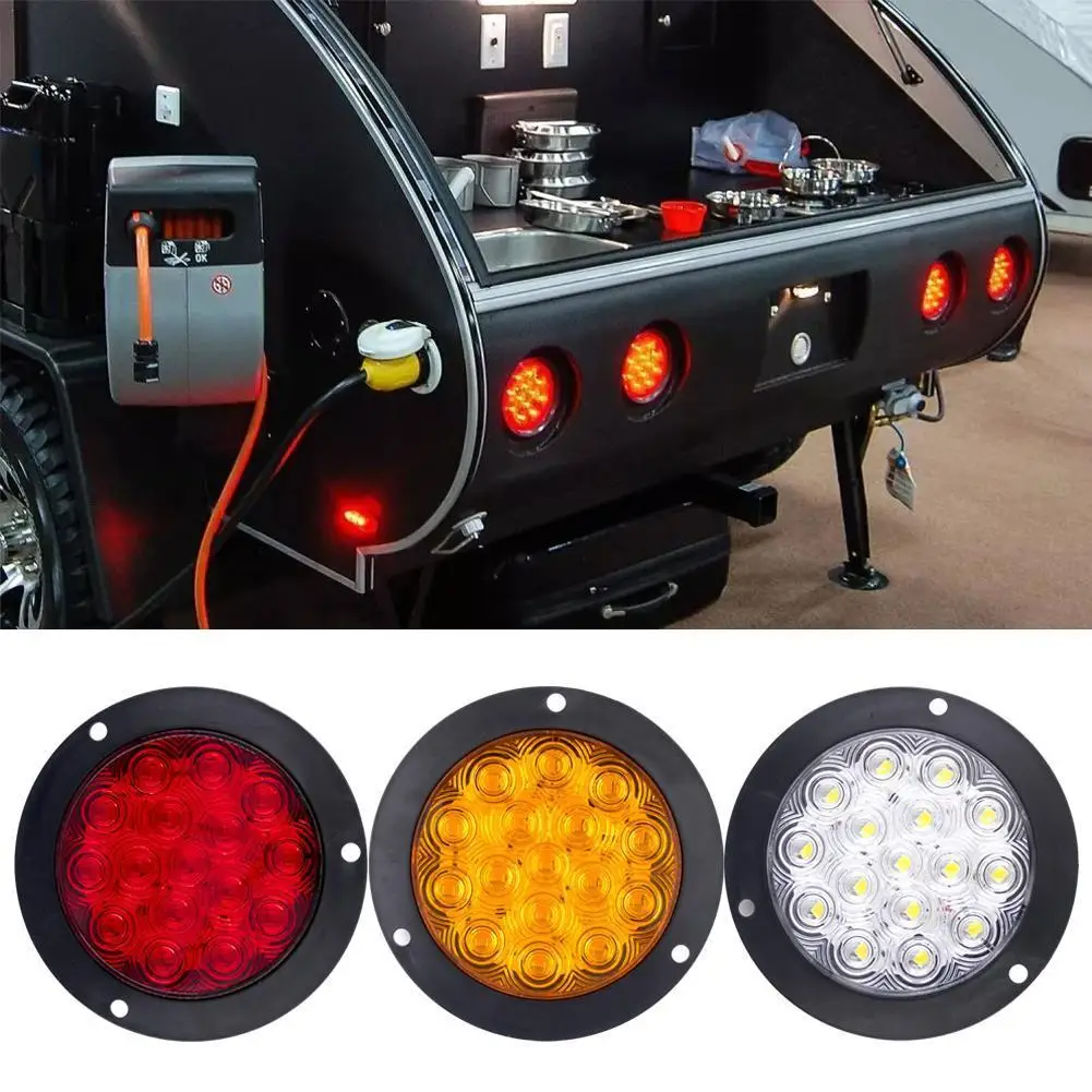 

1pcs 4 Inch 16 Led Tail Brake Light Round Rear Light Turn Signal Lamp Stop Warning Reverse Lamp For Truck Atv Trailer 12v 24v