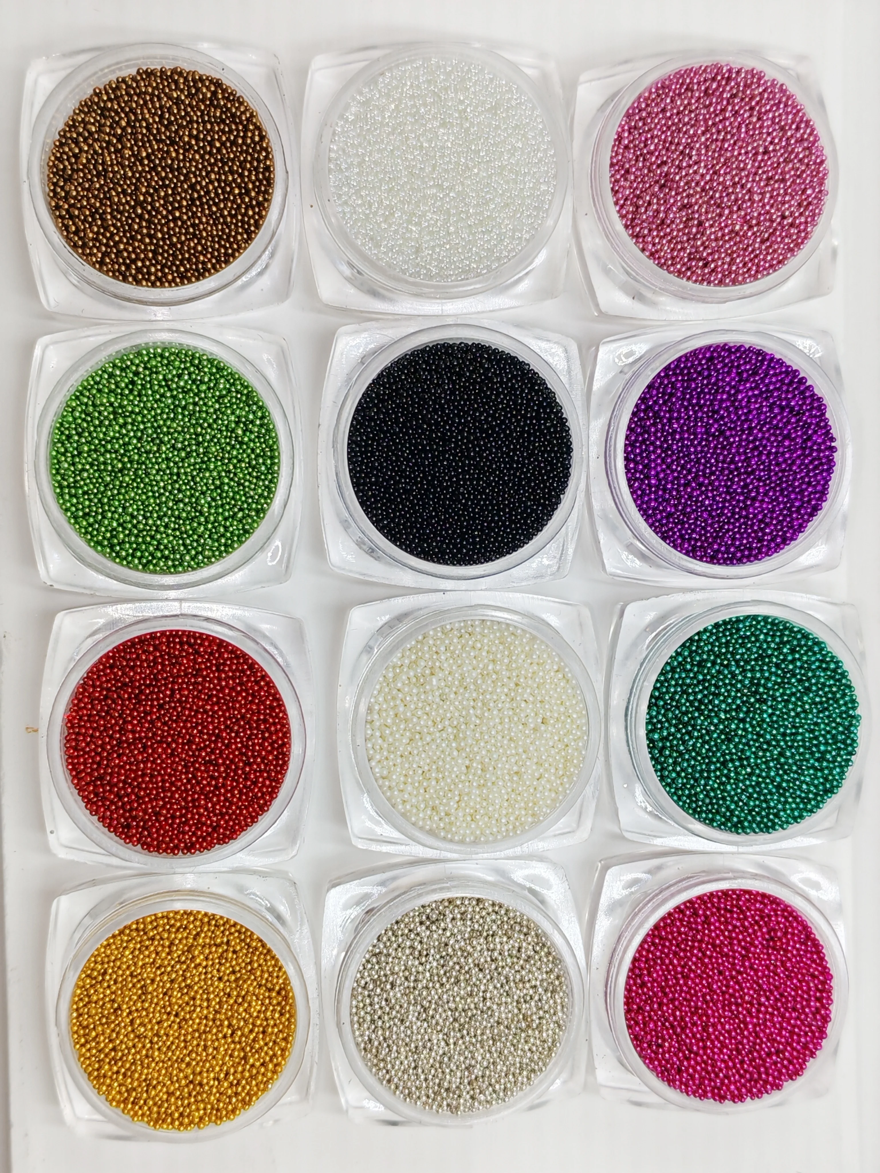 Caviar Mini Glass Beads Kit 12 Colors Nail Art Beads 3D Micro Beads For Manicure DIY Craft Rhinestone Decor Salon Home
