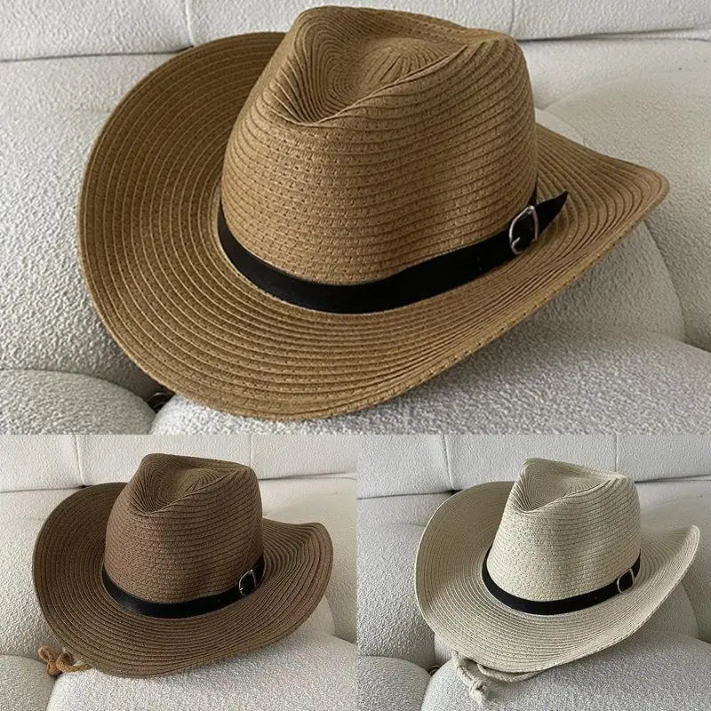 قبعات رعاة البقر 652F مع قبعة حبل الرياح للنساء قبعات دلو مع حافة فيدوراس #1