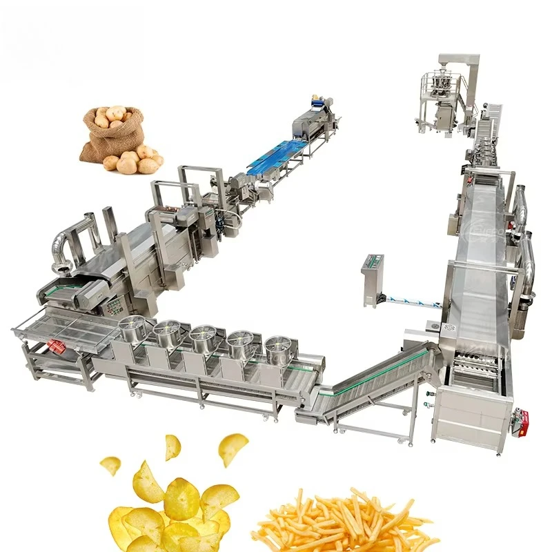 FOODLINE Variable Speed Potato Chips Production Line Adjustable Conveyor Speed Control Different Processing Time