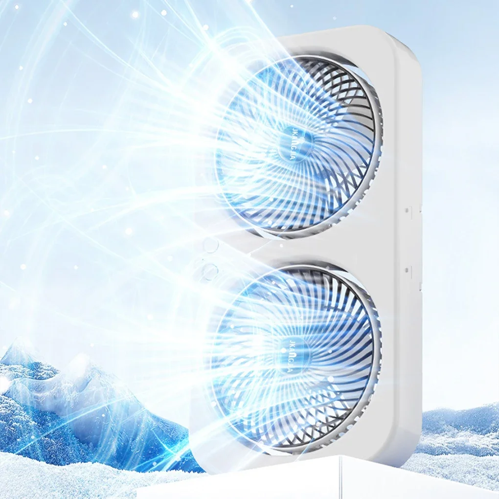 

Dual Head Wall Mountable Desk Fan USB Rechargeable 3 Speed Quiet Portable with Large Battery for Living Room Office Dorm