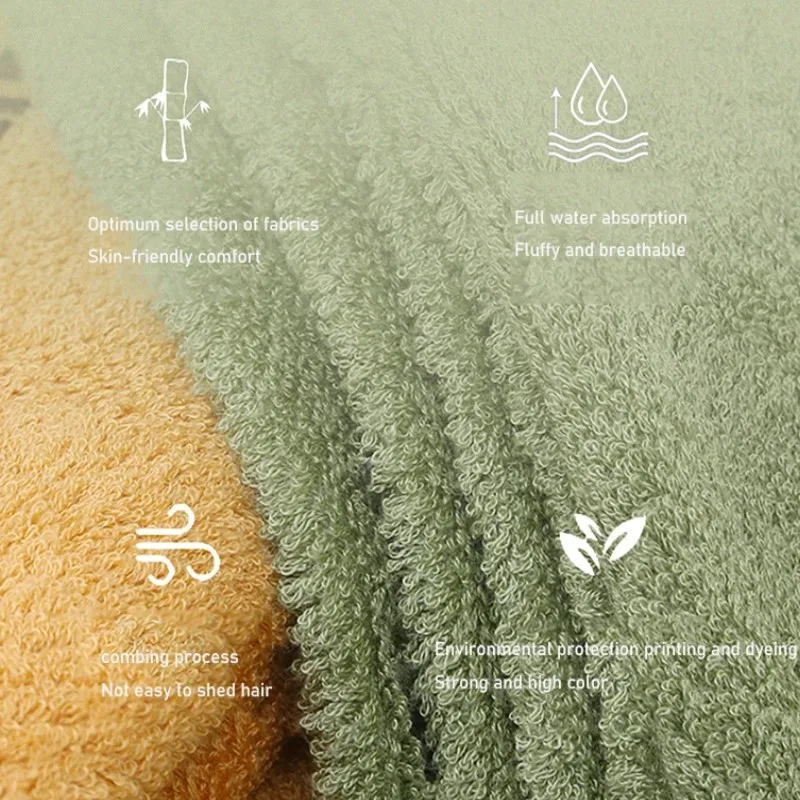 1/4/6PCS Embroidered Bamboo Fiber Towels Set for Adult High Quality Absorbent Bath Towel Home Bathroom Hand Face Towels Green