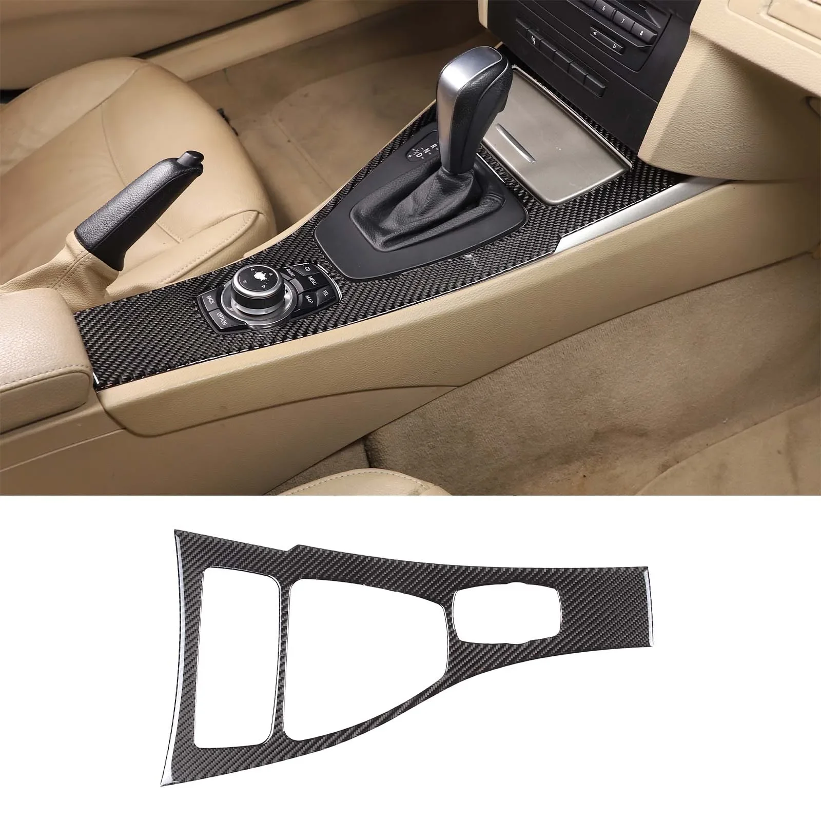 

For BMW 3 Series E90 2005-2012 Soft Carbon Fiber Car Center Shift Panel Decoration Sticker Interior Protection Accessories