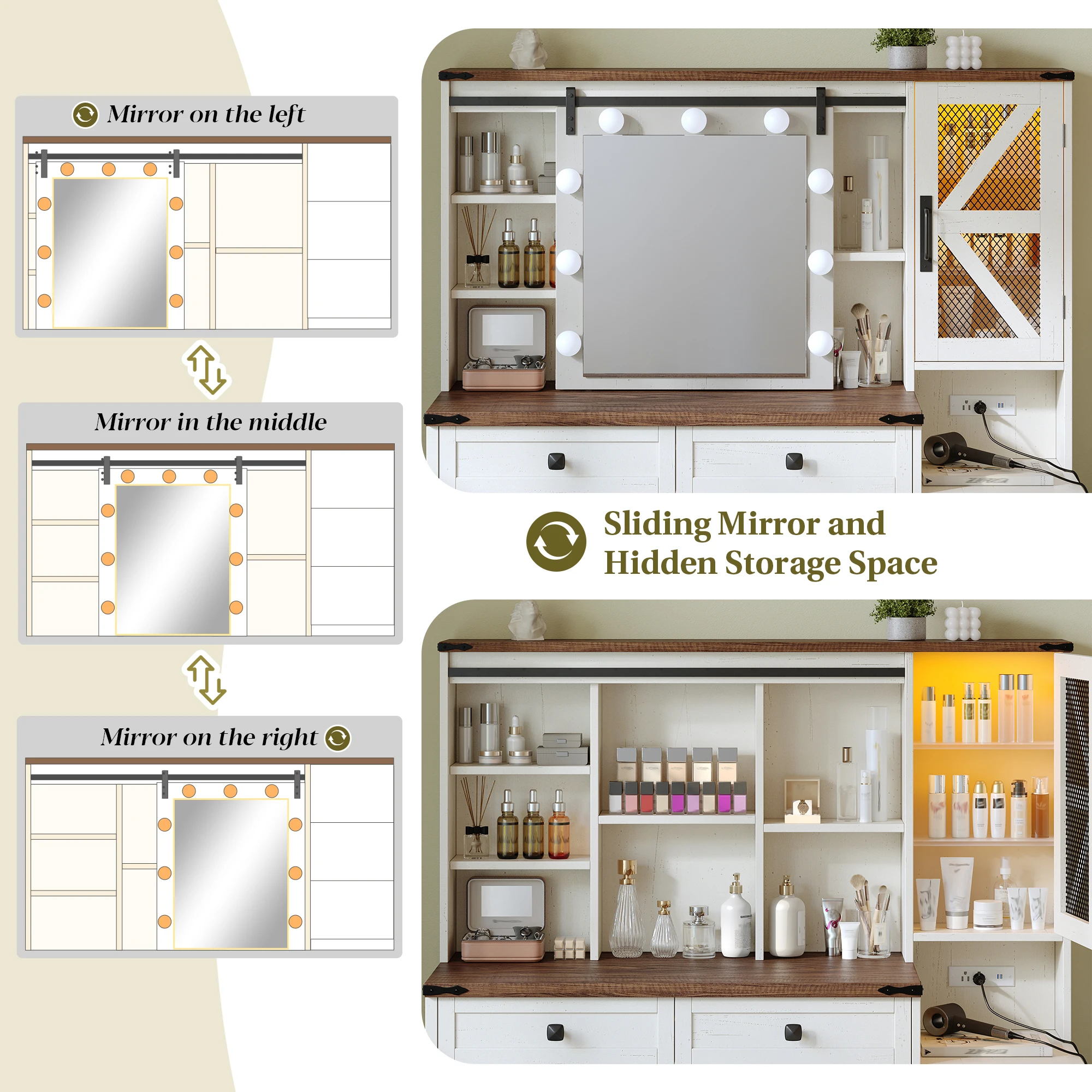 EnHomee Farmhouse Makeup Vanit - огляд і ціна Dressing Table Vanity With Lighted Mirror