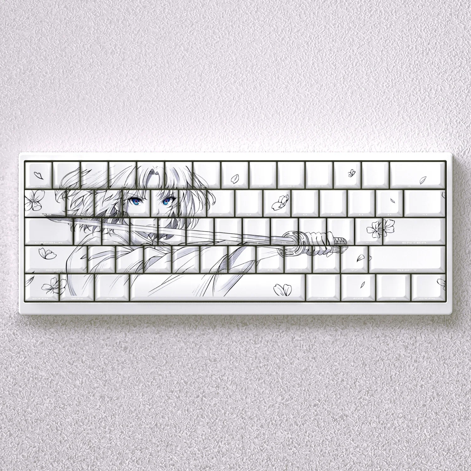 Anime Keycaps White 73/98 Keys Side Print PBT Dye Sublimation Height Cherry for Mechanical Keyboard AULA F75 AKKO FUN60 Pro Mad