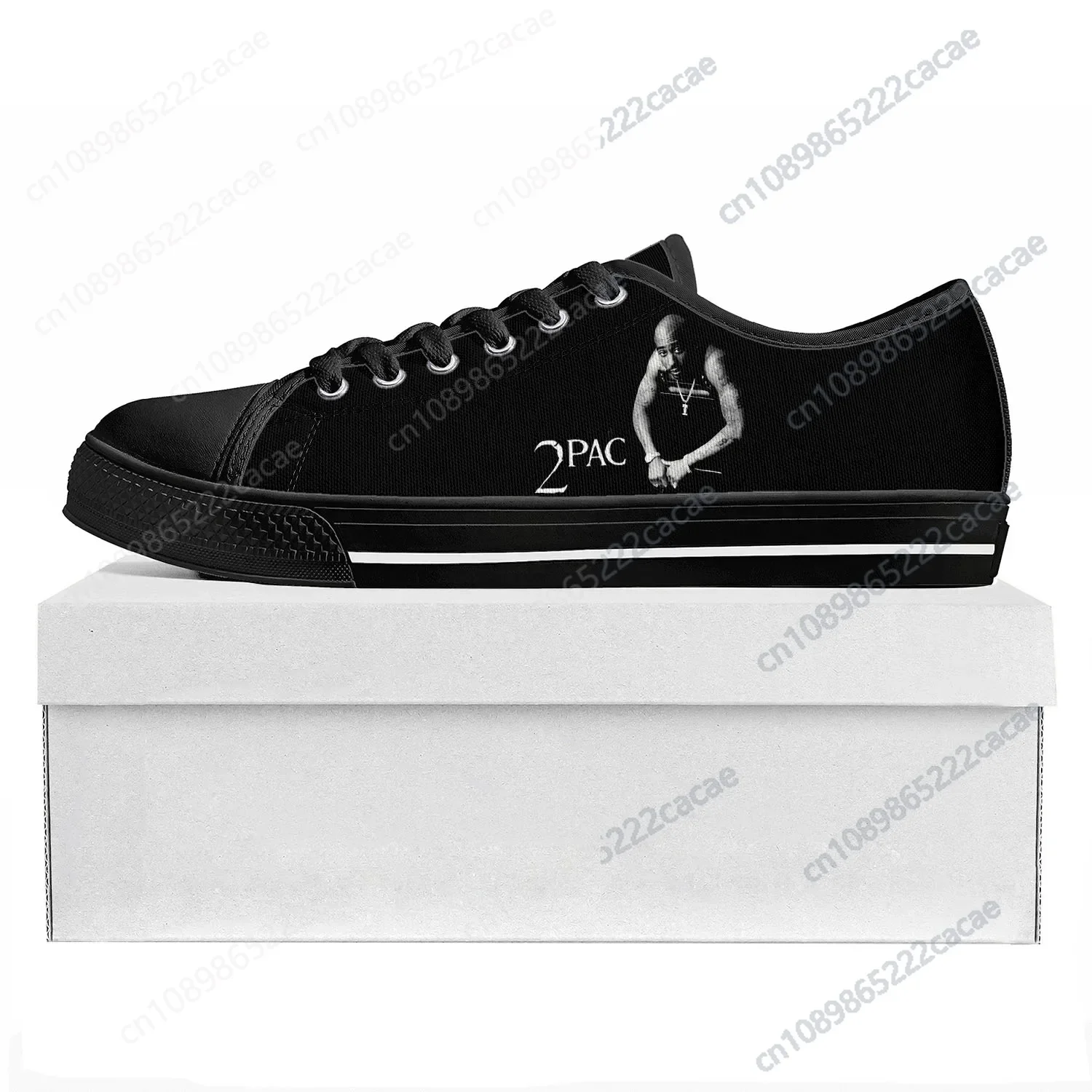 

2Pac Hip Hop Rapper Tupac Low Top High Quality Sneakers Mens Womens Teenager Canvas Sneaker Couple Shoes Custom Shoe Black