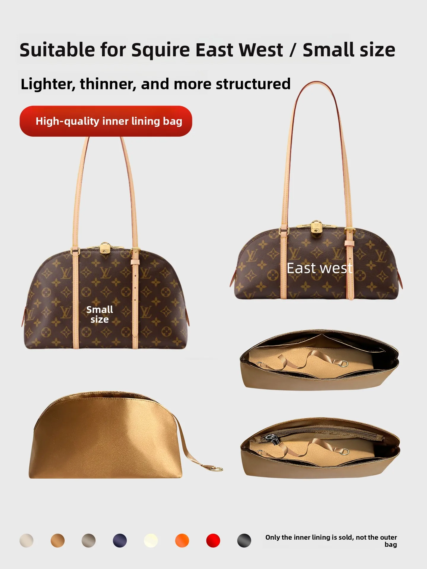 

Artistic Rhythm Small Inner Bag Cross-Sectional LV Squire Bag Women's Cosmetic Bag Simple Style No Closure Silk Material