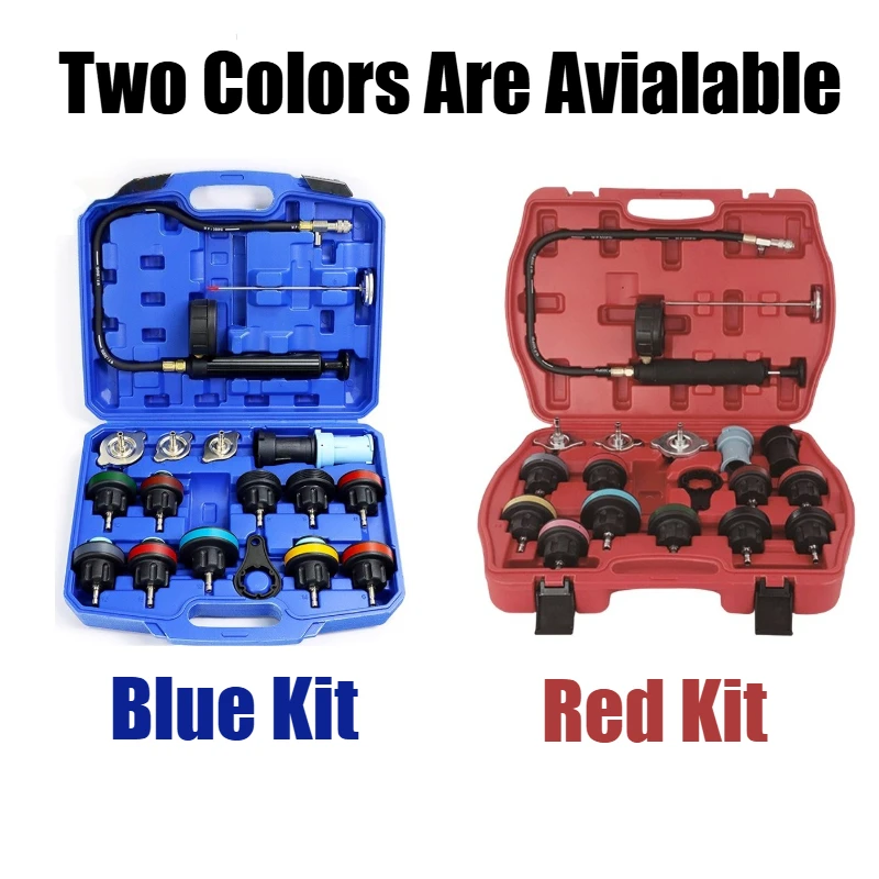18pcs Cooling System Pressure Tester Kit Automotive Radiator Pressure Tester for Motorcycle Car Truck