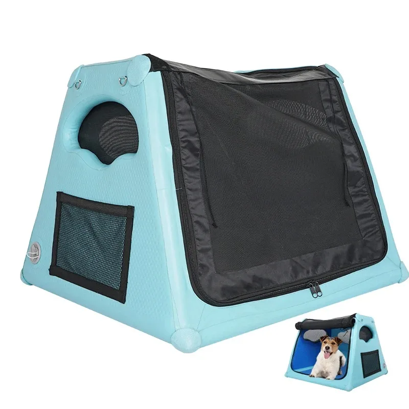 

Customized Portable Pet Products Travel Friendly Inflatable Dog Kennels Drop Stitch Outdoor Dog Kennels