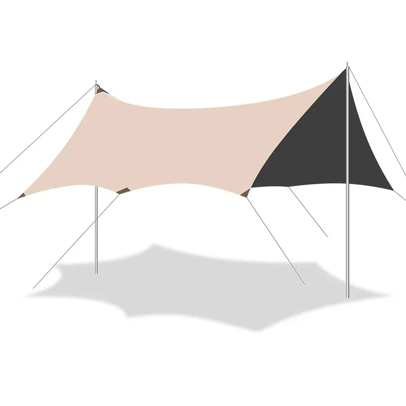 Black Coating Camping Tarp 8-Sided Butterfly Sun Shelter 99% UV Block Waterproof Beach Canopy Outdoor Sunshade for Picnic