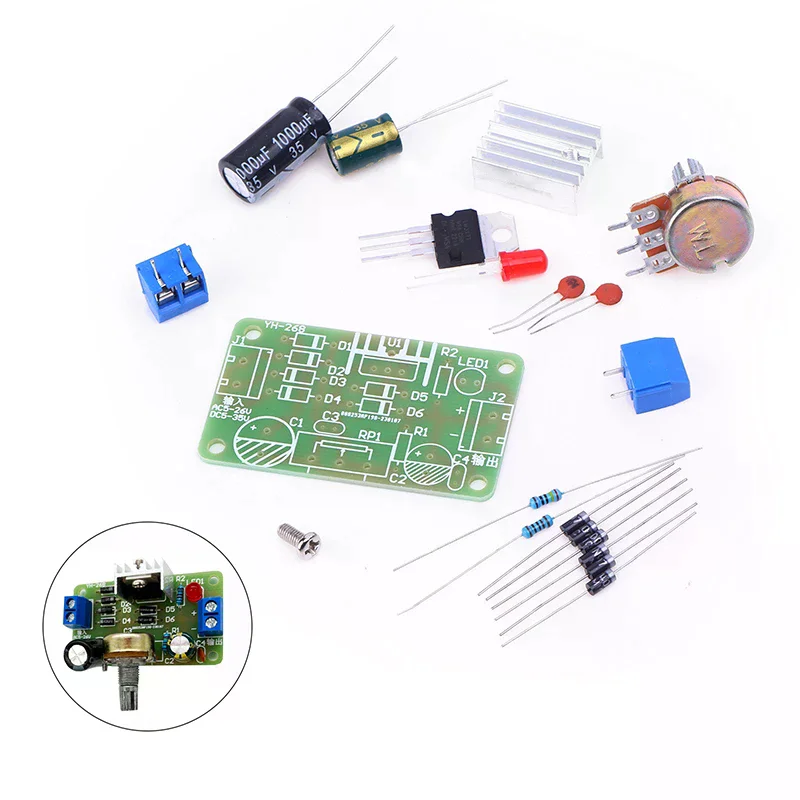 تيار مستمر تجربة الدائرة مكون إلكتروني لتقوم بها بنفسك أجزاء التدريب التعليمية LM317 مجموعة إمداد الطاقة القابلة للتعديل المستمر