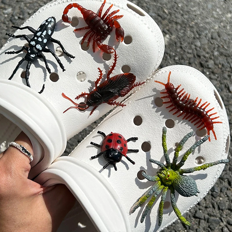 

6PCS Shoe Charms Set Accessories for Sandals Clogs Shoe Buckle 3D Spider Cockroach Scorpion DIY Shoes Decorations