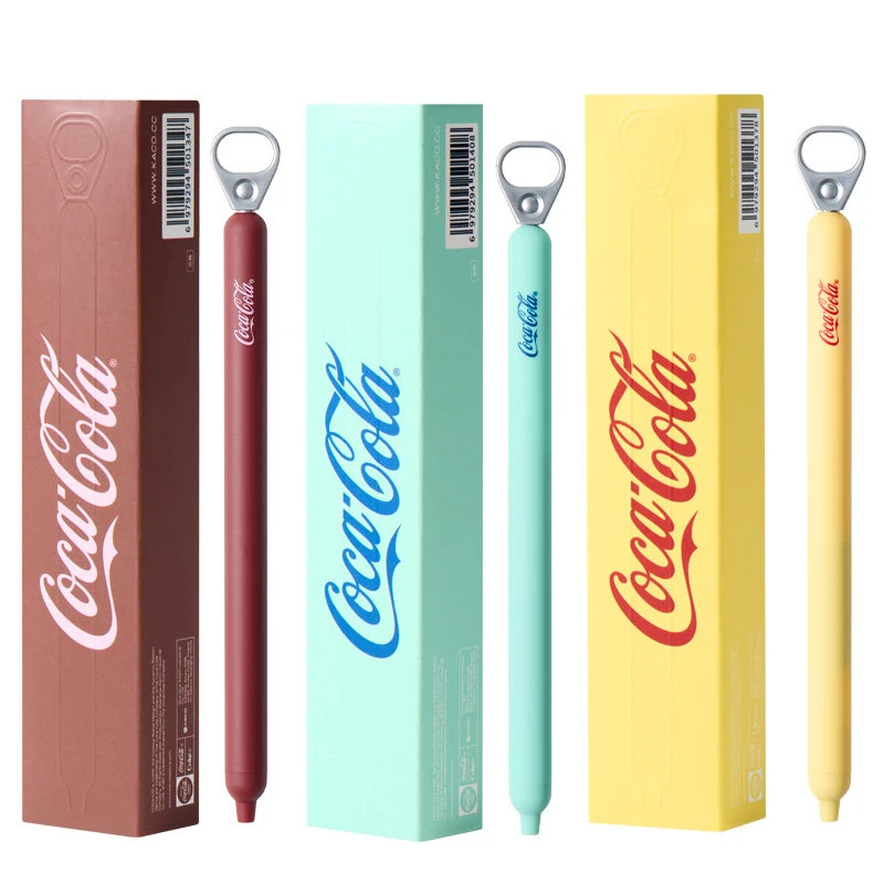 Długopis z mechanizmem pull-tab KACO x Coca-Cola, długopisy żelowe w stylu retro vintage, czarny tusz szybkoschnący 0,5 mm, estetyczny długopis wciskany do szkoły. — zdjęcie produktu 7